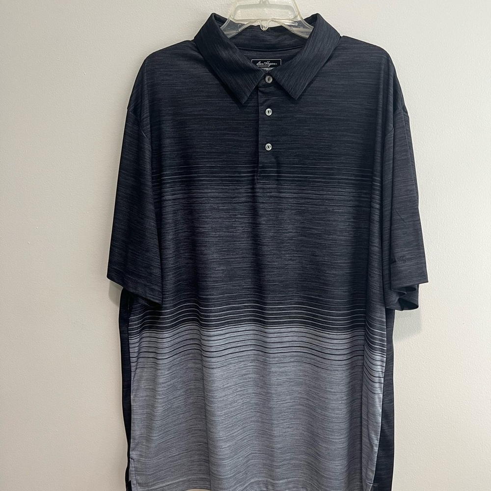 Hogan Black and Gray Striped Polo Shirt